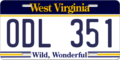 WV license plate ODL351