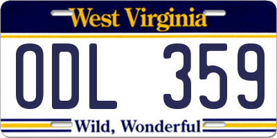 WV license plate ODL359