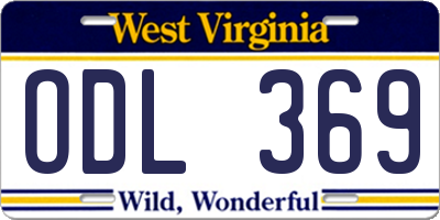 WV license plate ODL369