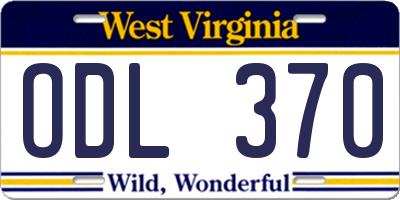 WV license plate ODL370