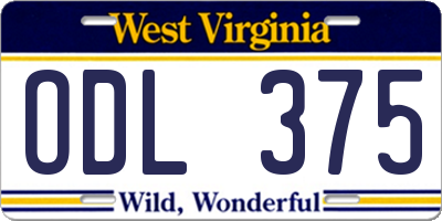 WV license plate ODL375