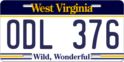 WV license plate ODL376