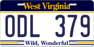 WV license plate ODL379