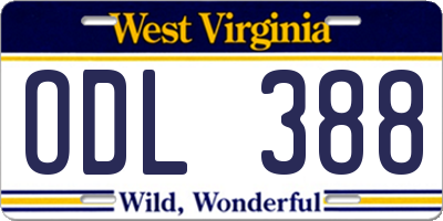 WV license plate ODL388