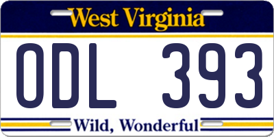 WV license plate ODL393