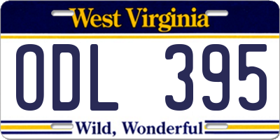 WV license plate ODL395