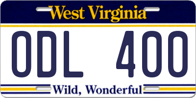 WV license plate ODL400