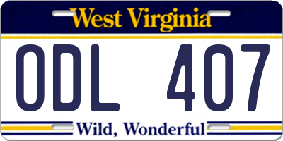 WV license plate ODL407