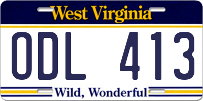 WV license plate ODL413