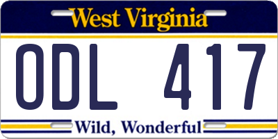 WV license plate ODL417