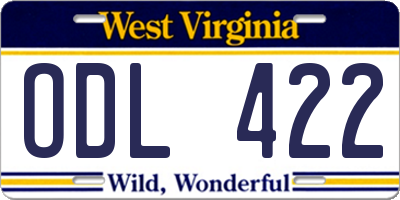 WV license plate ODL422