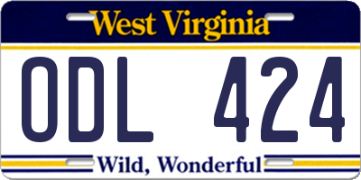 WV license plate ODL424