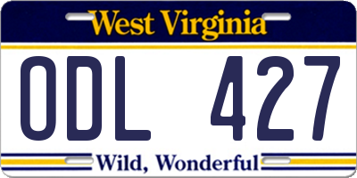 WV license plate ODL427