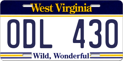 WV license plate ODL430