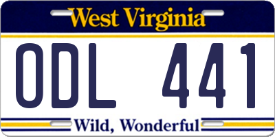 WV license plate ODL441