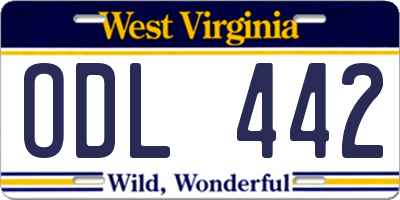 WV license plate ODL442