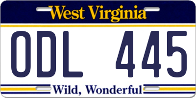 WV license plate ODL445