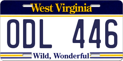 WV license plate ODL446