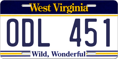 WV license plate ODL451