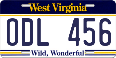 WV license plate ODL456