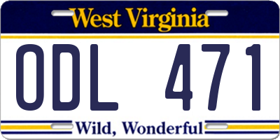 WV license plate ODL471