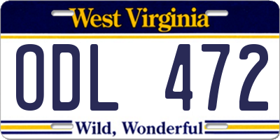 WV license plate ODL472
