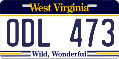 WV license plate ODL473