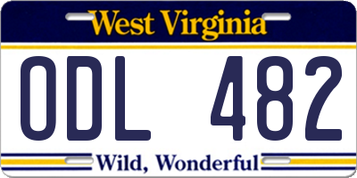 WV license plate ODL482