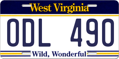 WV license plate ODL490