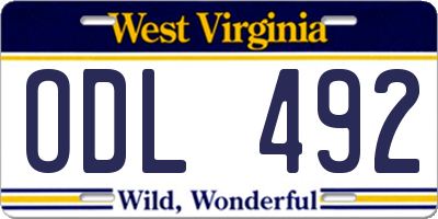 WV license plate ODL492