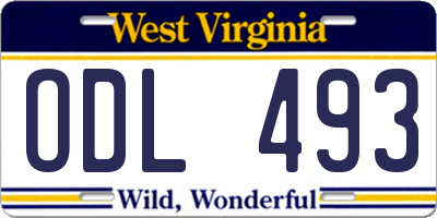 WV license plate ODL493