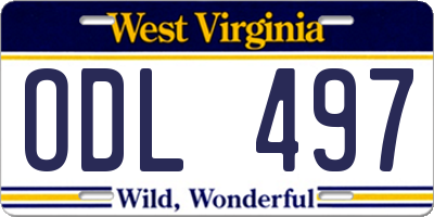 WV license plate ODL497
