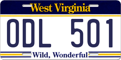 WV license plate ODL501
