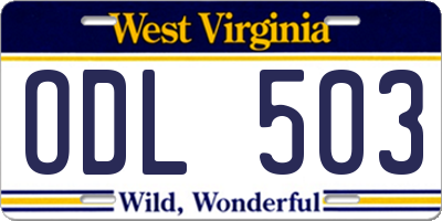 WV license plate ODL503
