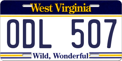 WV license plate ODL507