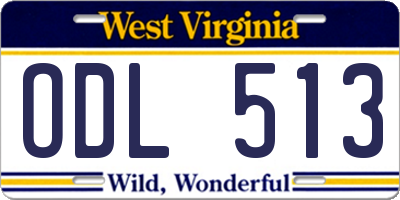 WV license plate ODL513