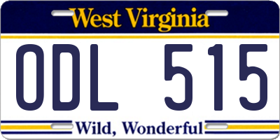 WV license plate ODL515