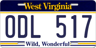 WV license plate ODL517