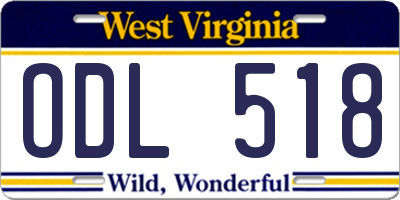 WV license plate ODL518