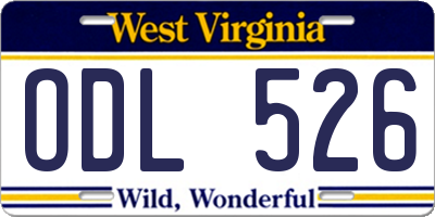 WV license plate ODL526