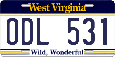 WV license plate ODL531