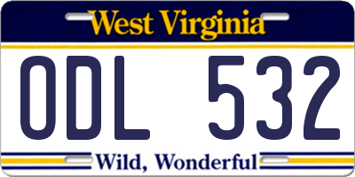 WV license plate ODL532