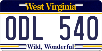 WV license plate ODL540