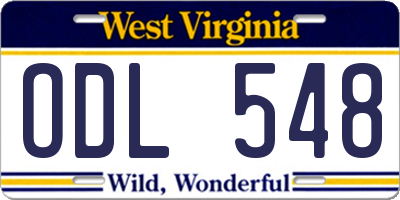 WV license plate ODL548