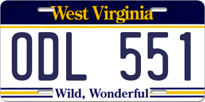 WV license plate ODL551