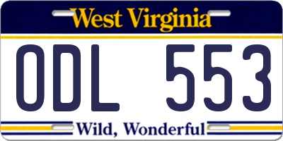 WV license plate ODL553