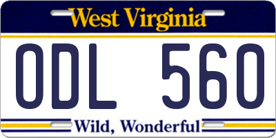WV license plate ODL560