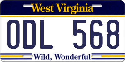 WV license plate ODL568