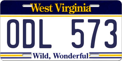 WV license plate ODL573