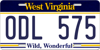WV license plate ODL575